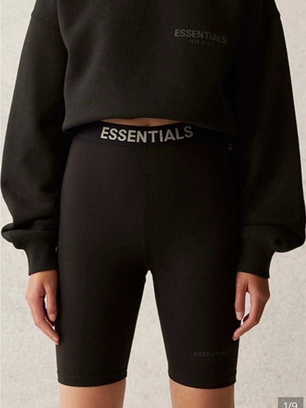 Essentials Black High-Waist Bike Shorts with Logo Waistband